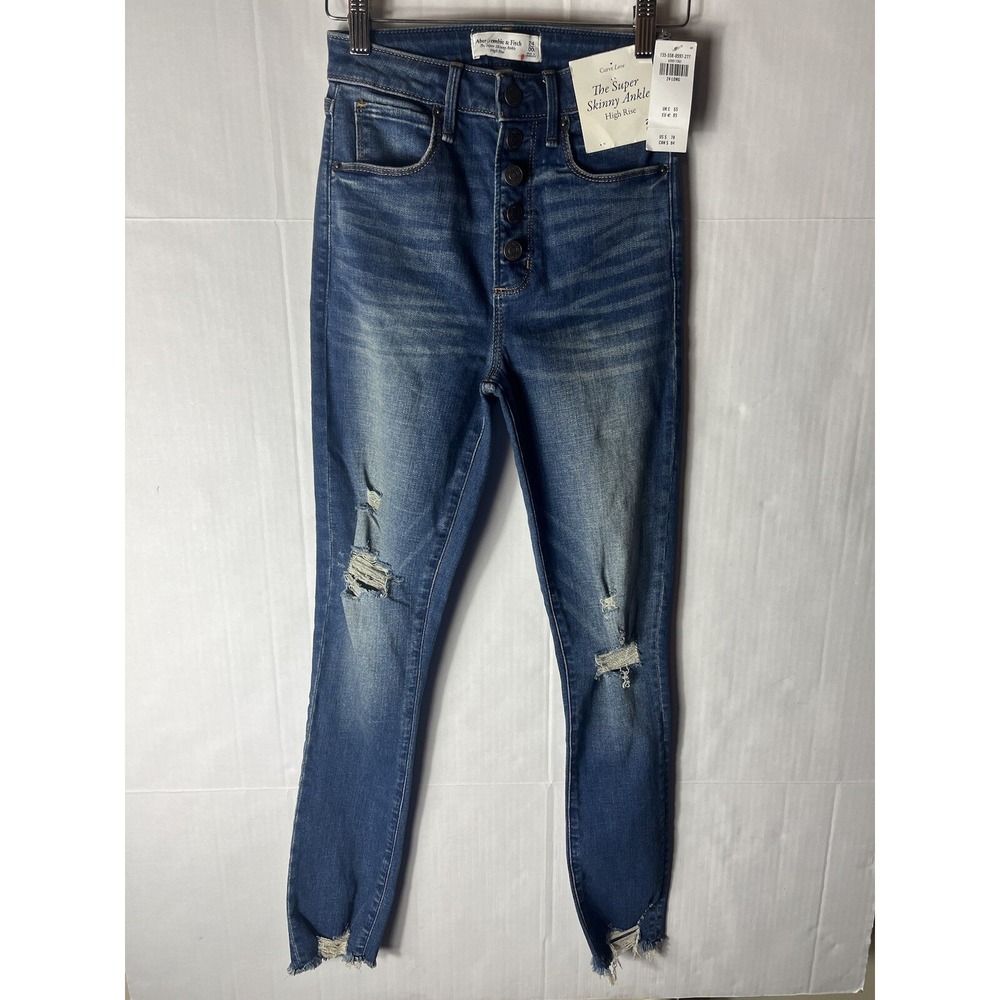 Abercrombie & Fitch Curve Love High Rise Skinny Jean Medium Wash Size 24/00NWT